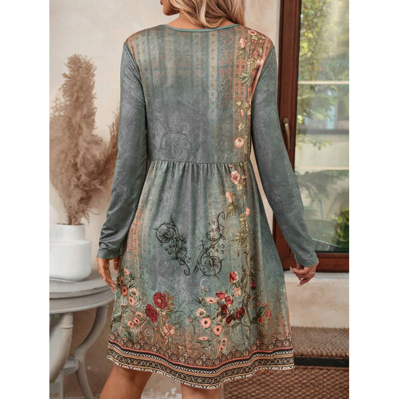 Damen Freizeitkleid mit floralem Design und langen Ärmeln Stalluxe