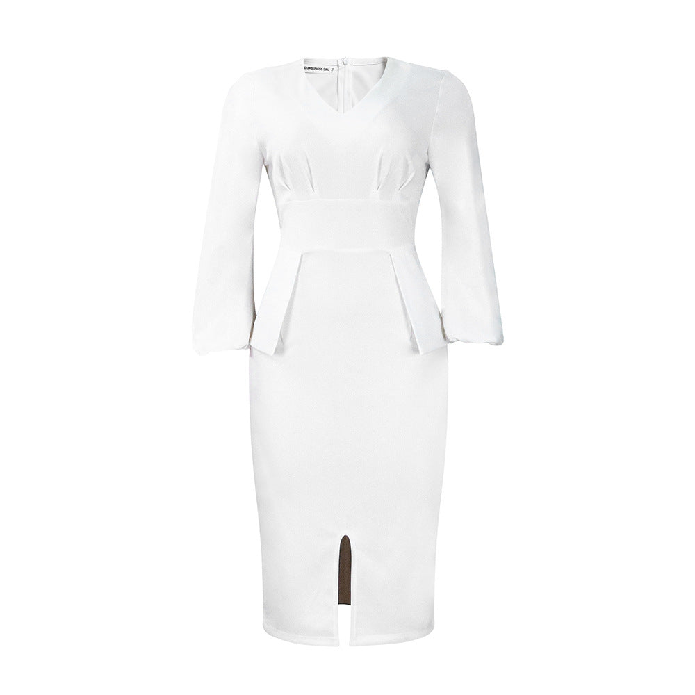 Damen Midikleid mit elegantem V-förmigen Ausschnitt und Rüschendetails Stalluxe