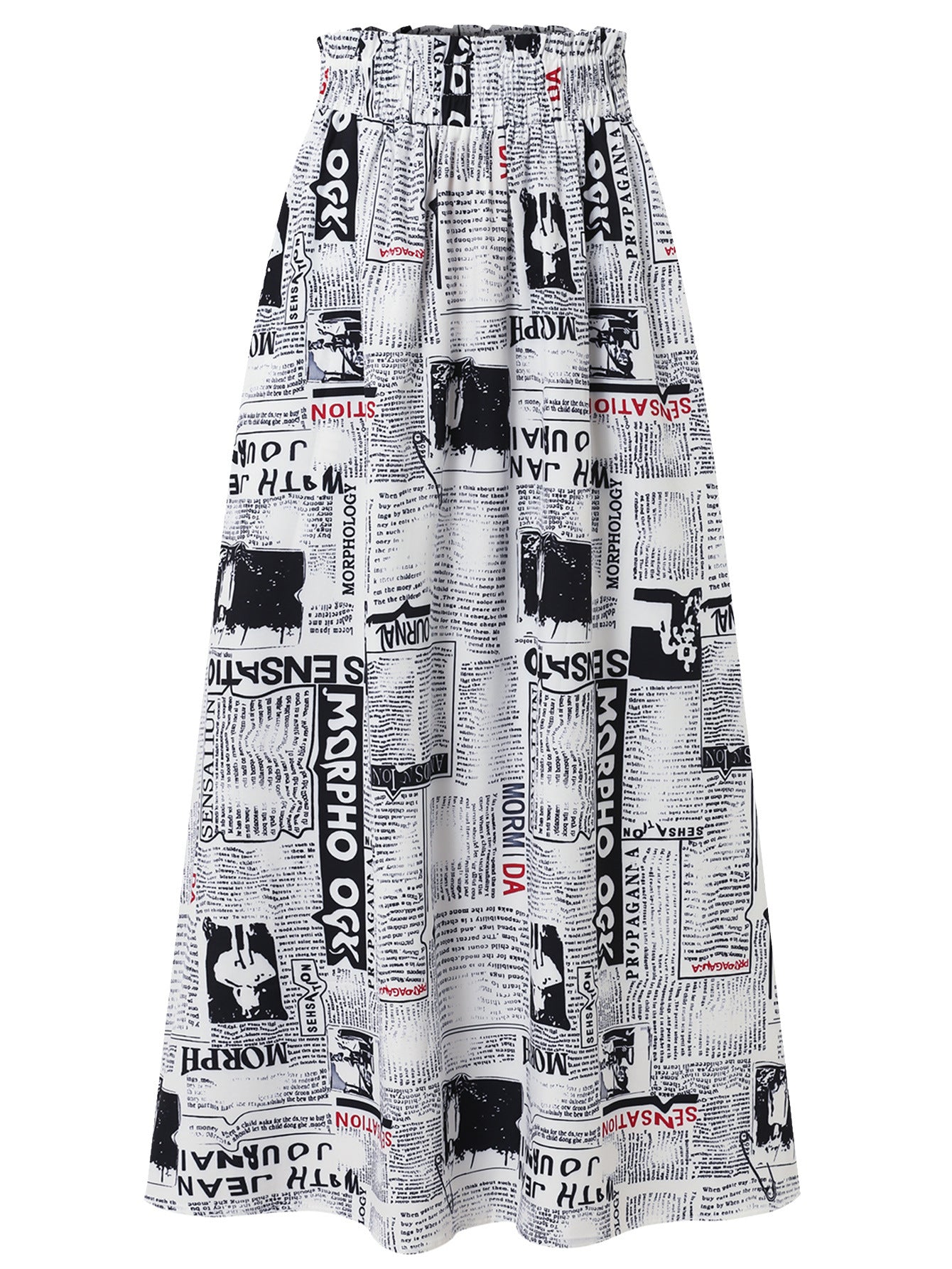 Damen Maxirock mit innovativem Zeitungsdruck Stalluxe