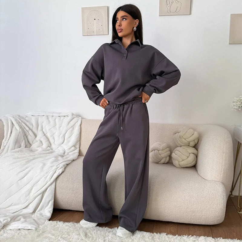 Damen bequemer Poloshirt und lockere Hose Set Stalluxe