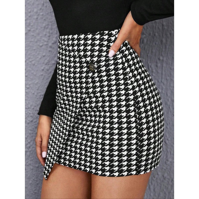 Damen Minirock mit asymmetrischem Schnitt und Knöpfen Stalluxe