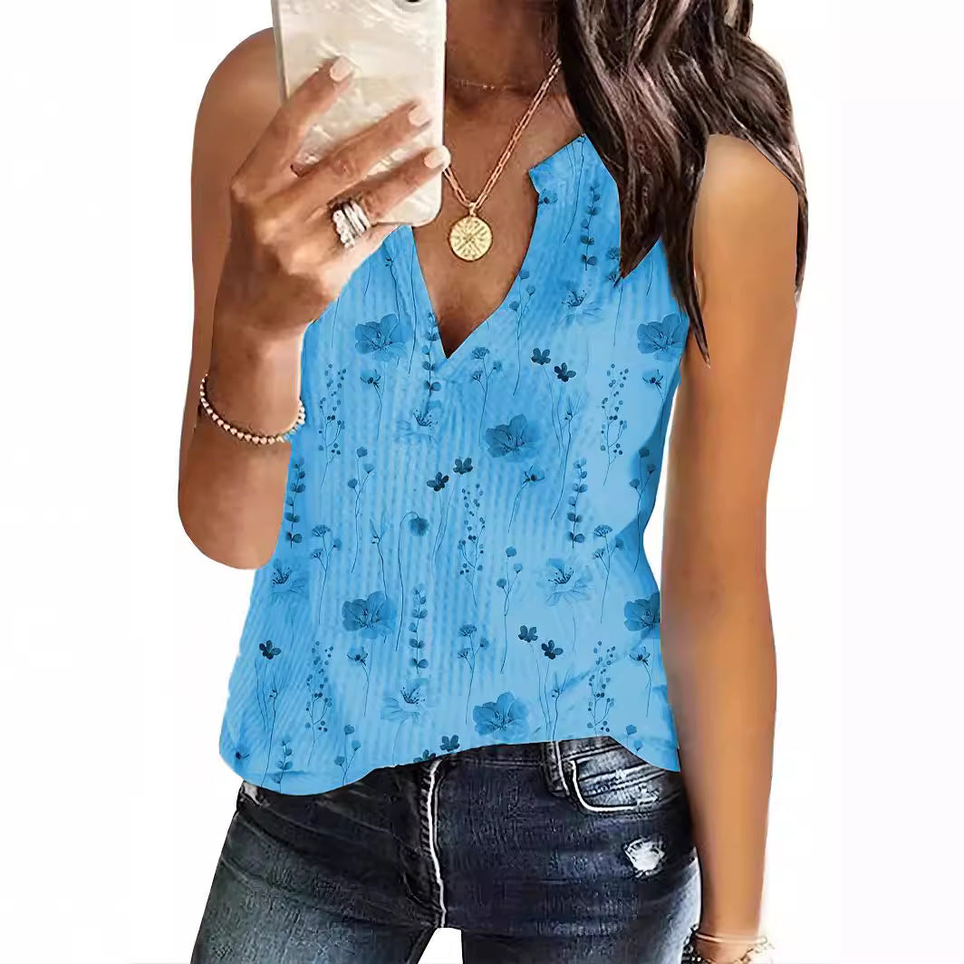 Damen luftiges Blusenshirt mit floralem Druck und V-Ausschnitt Stalluxe