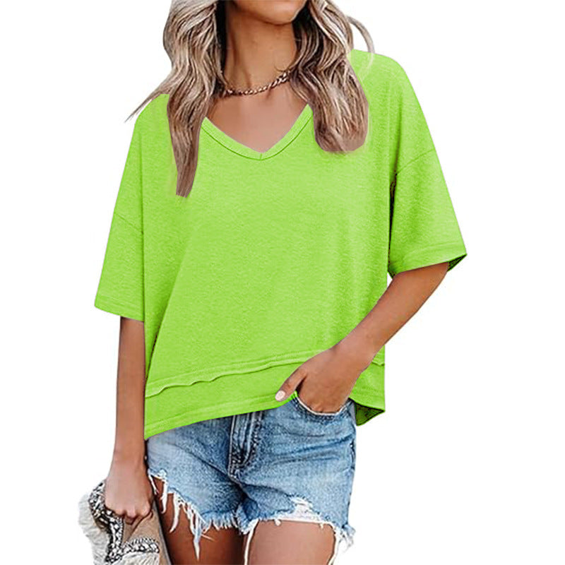 Women's Casual V-Neck Oversized Tee Stalluxe