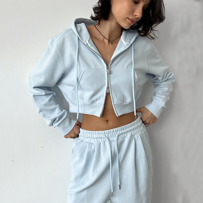 Damen lässiger Cropped Hoodie und entspannte Sweatpants Set Stalluxe