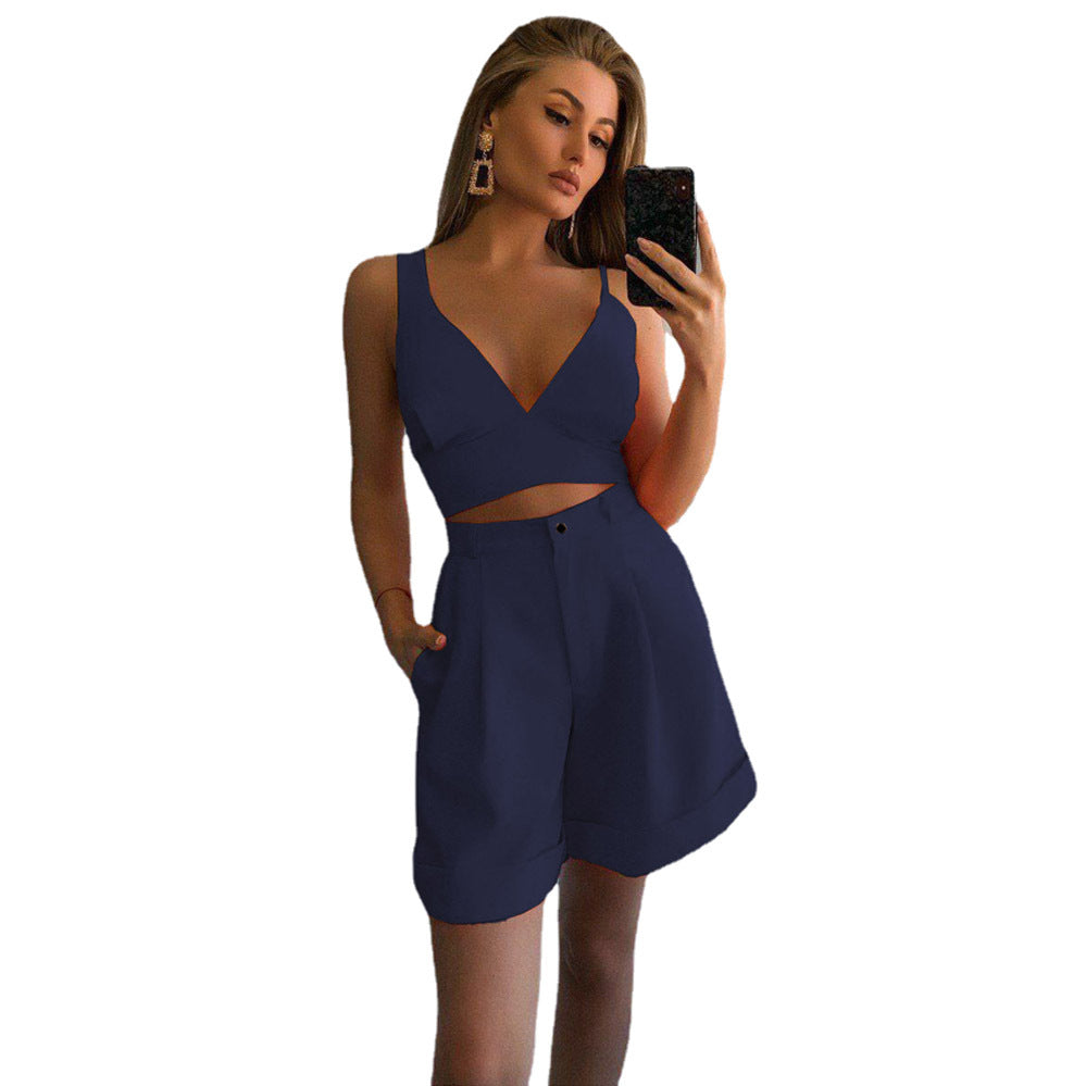 Damen modernes Crop-Top und weite Shorts Set Stalluxe