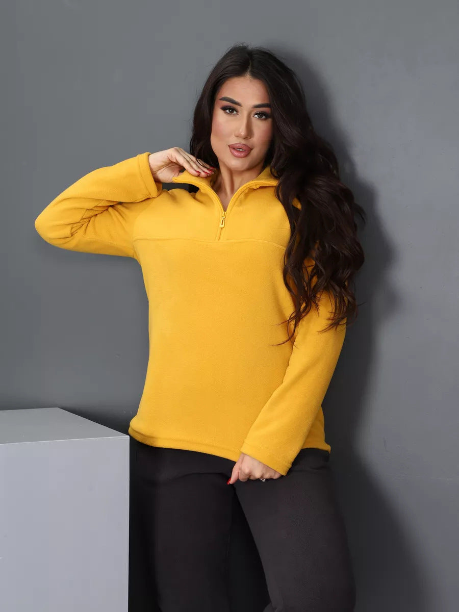 Damen Fleece-Pullover mit Stehkragen und Reißverschluss Stalluxe