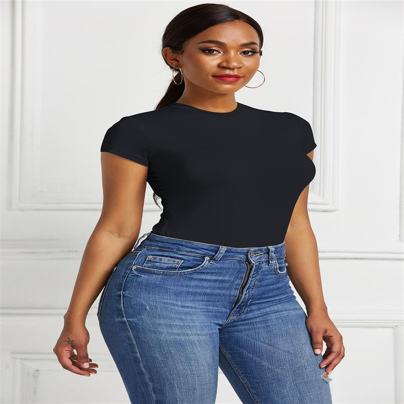 Damen figurbetontes T-Shirt mit kurzem Arm Stalluxe