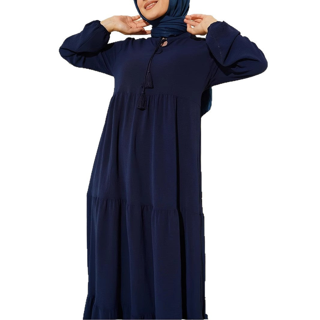 Damen Maxikleid mit voluminösem Rock und feinen Tasseln Stalluxe