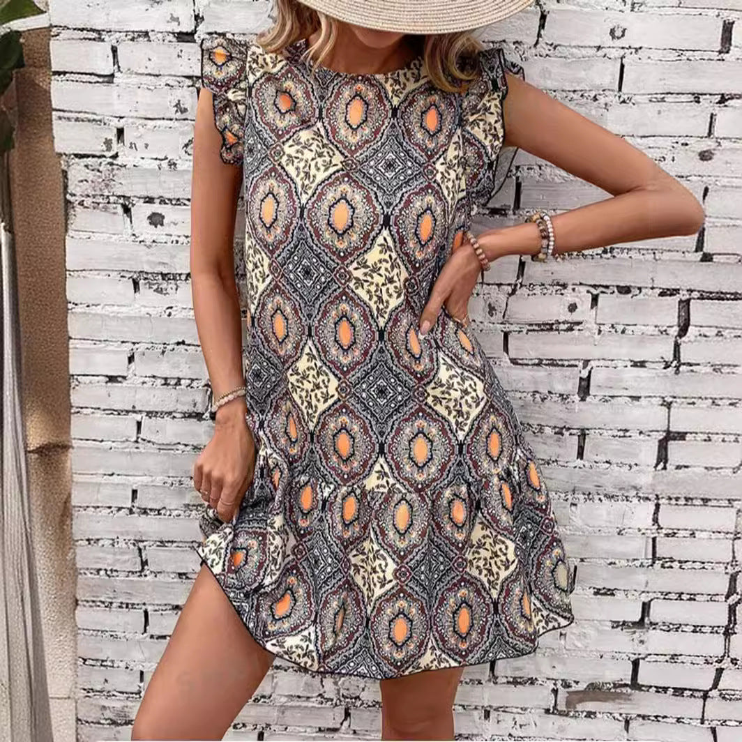 Damen kurzes Sommerkleid mit Rüschendetails Stalluxe