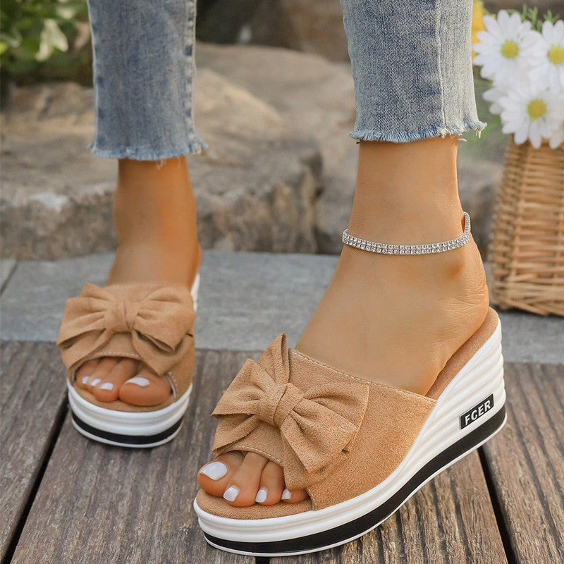 Damen Plateausandalen mit modischer Schleifenapplikation und komfortabler Sohle Stalluxe