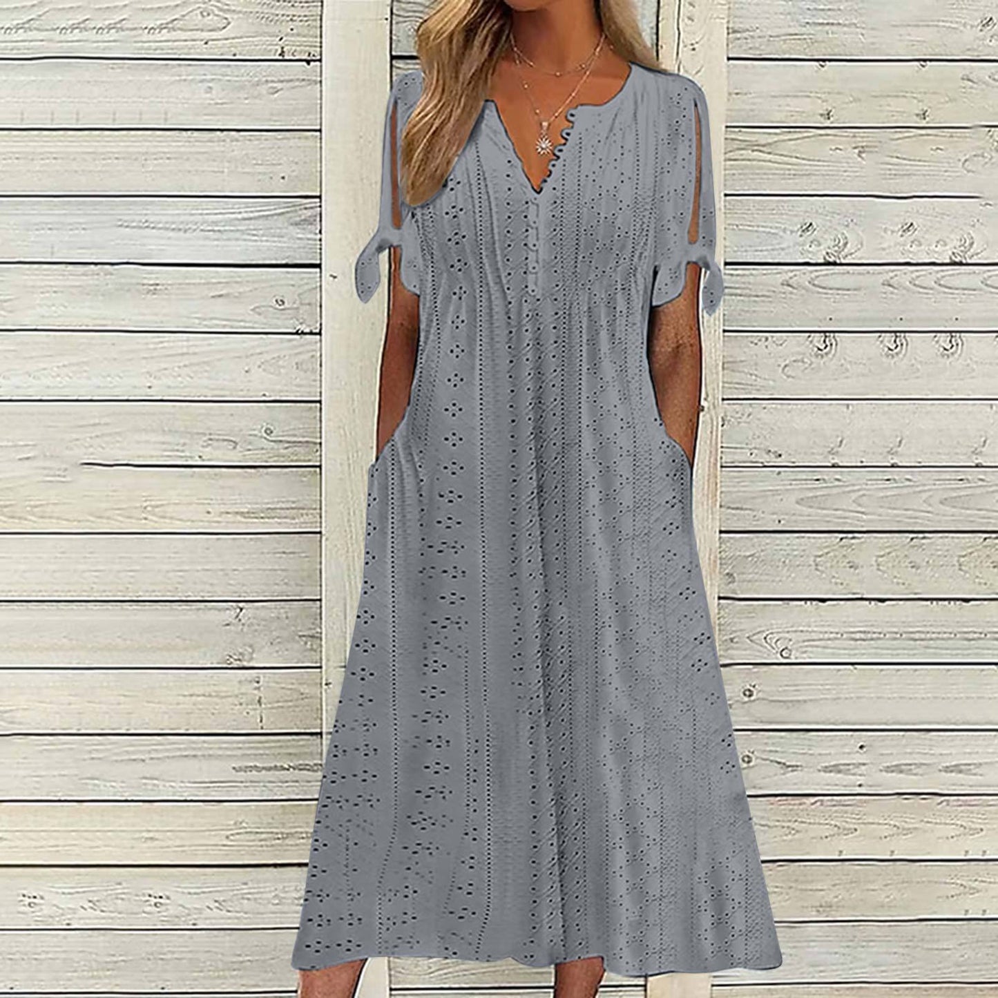 Damen lässiges Sommerkleid mit besonderer Lochmusterung Stalluxe