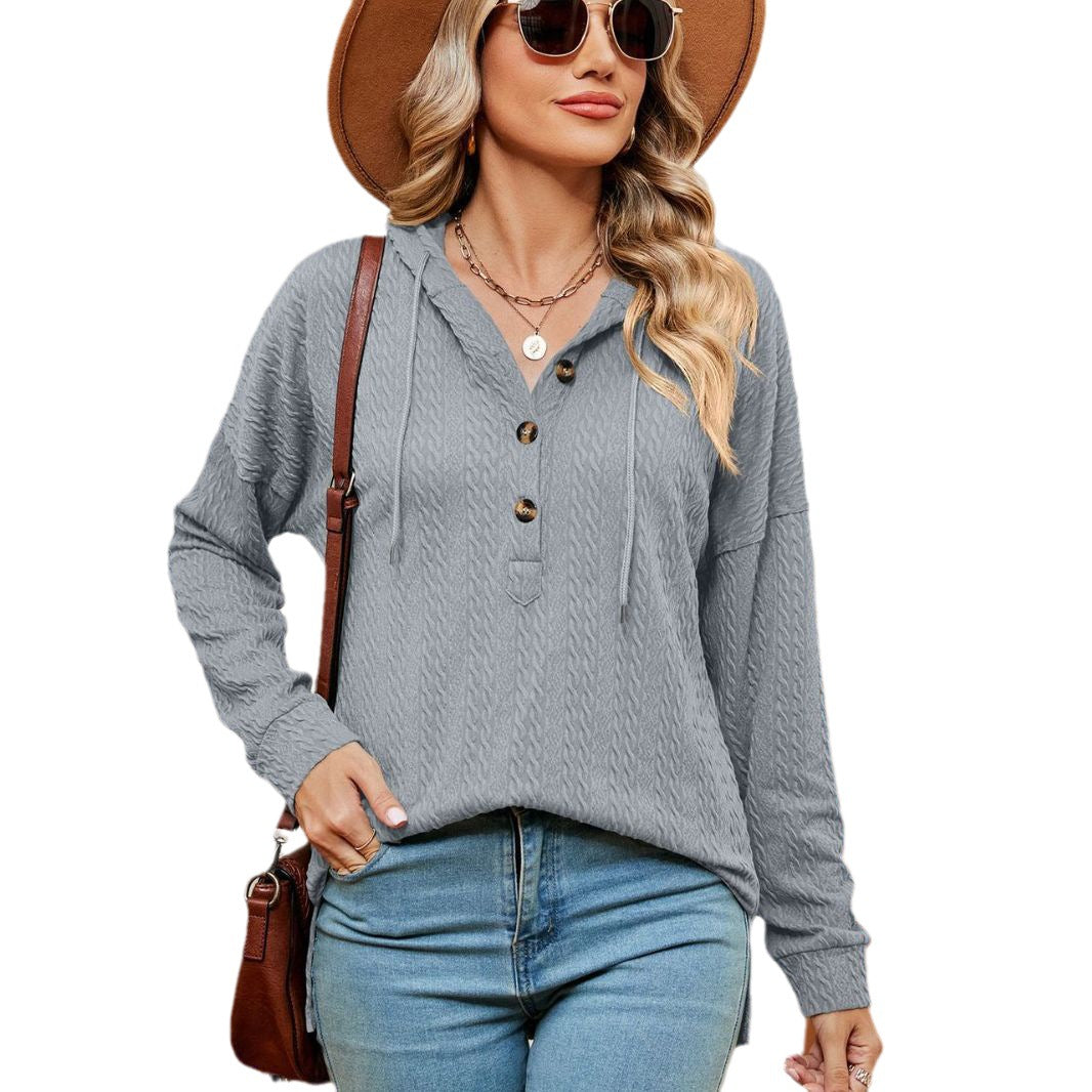 Damen lässiger Pullover mit Knopfdetails und Kapuze Stalluxe