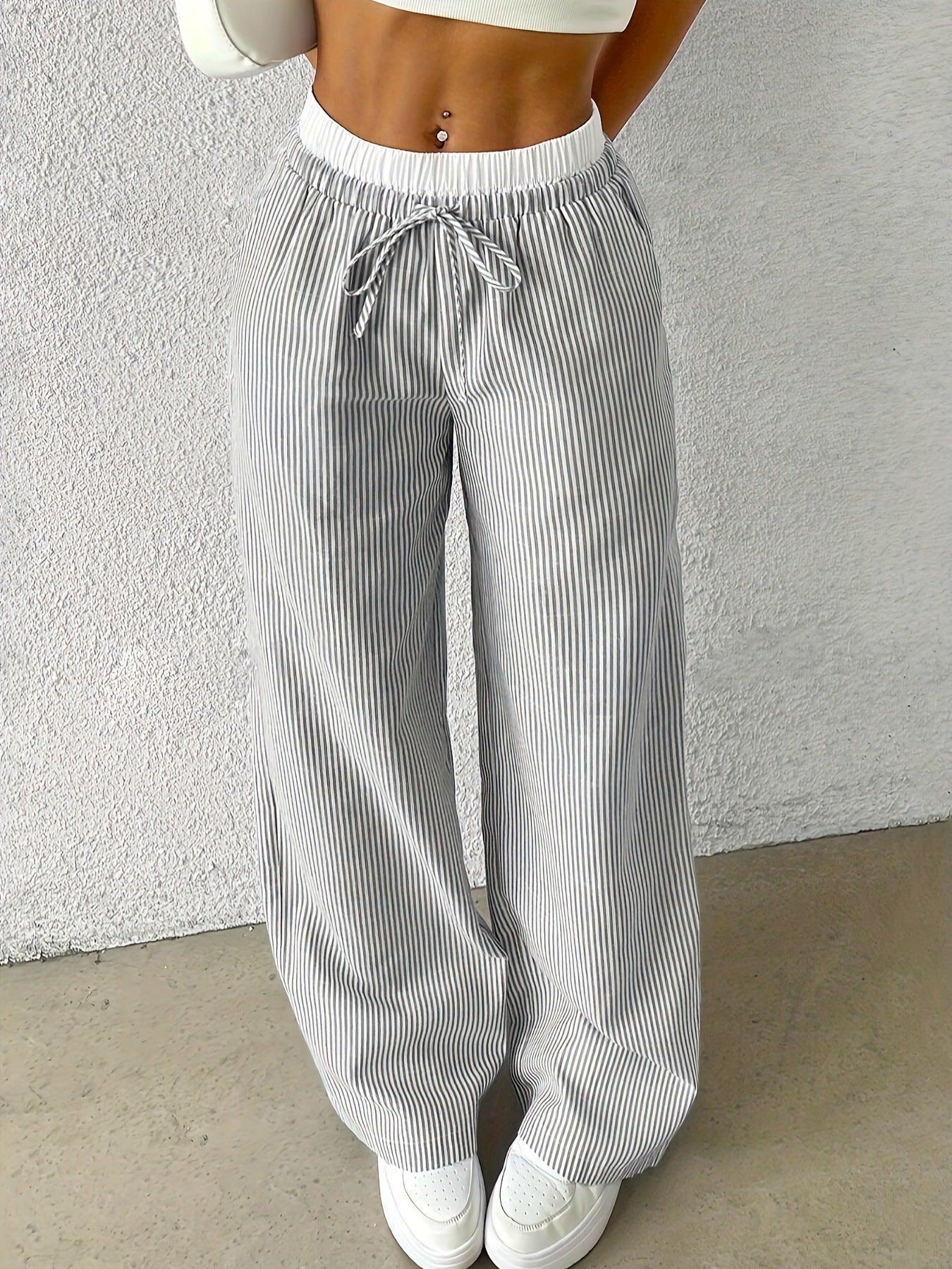 Damen weite Sommerhose mit elastischem Bund und Kordelzug Stalluxe