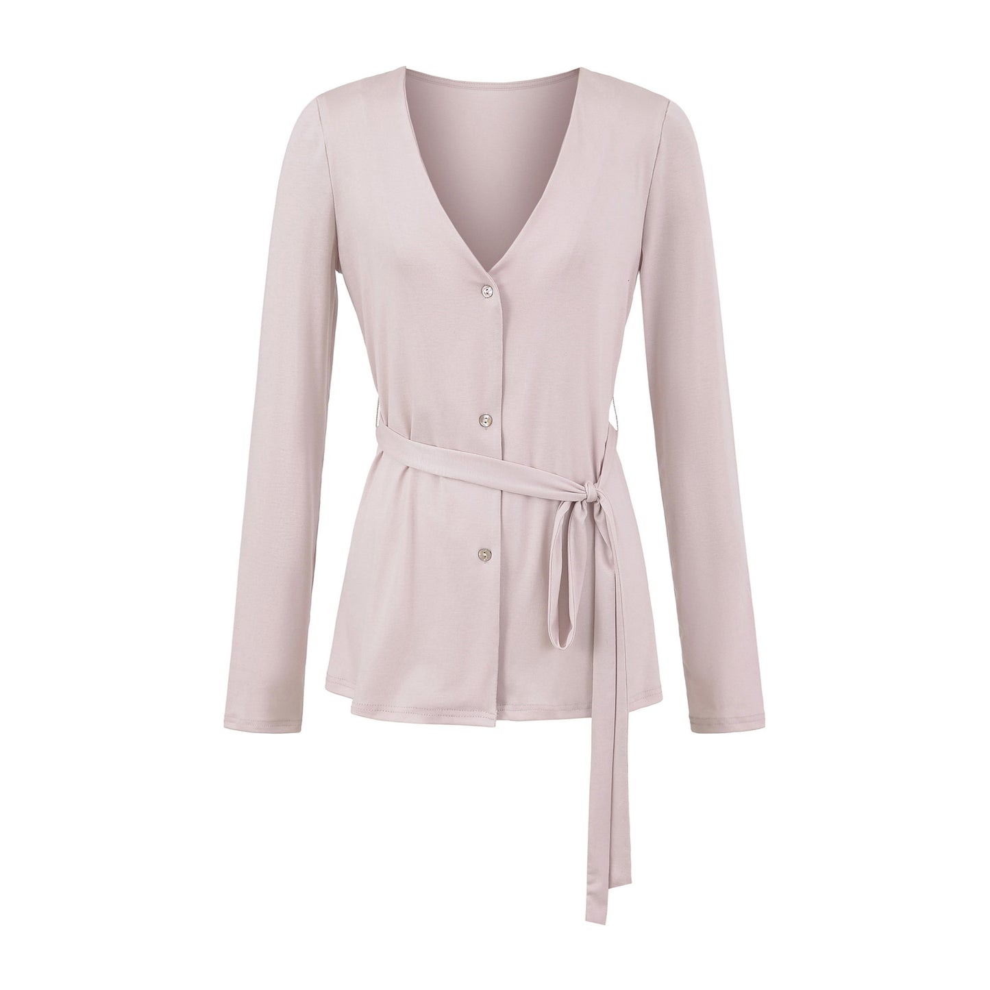 Damen elegante Strickjacke mit Taillengürtel und stilvollen Knopfdetails Stalluxe