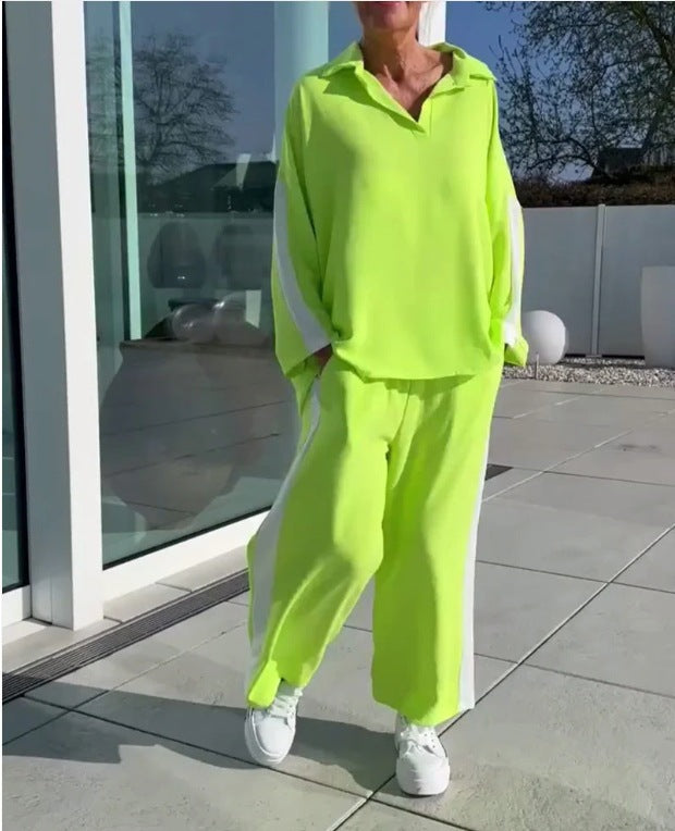 Damen entspannter Freizeitanzug mit Hemd und weiter Hose Stalluxe