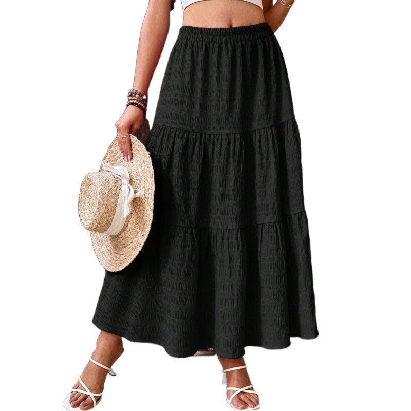 Damen Midirock mit Stufen und elastischem Bund Stalluxe