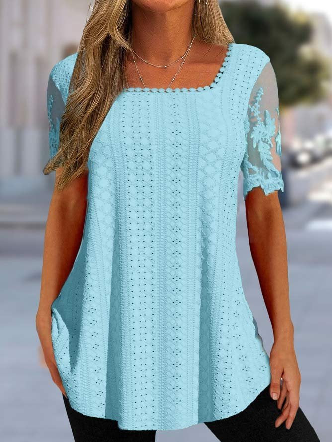 Damen Elegante Häkelbluse mit transparenten Ärmeln Stalluxe