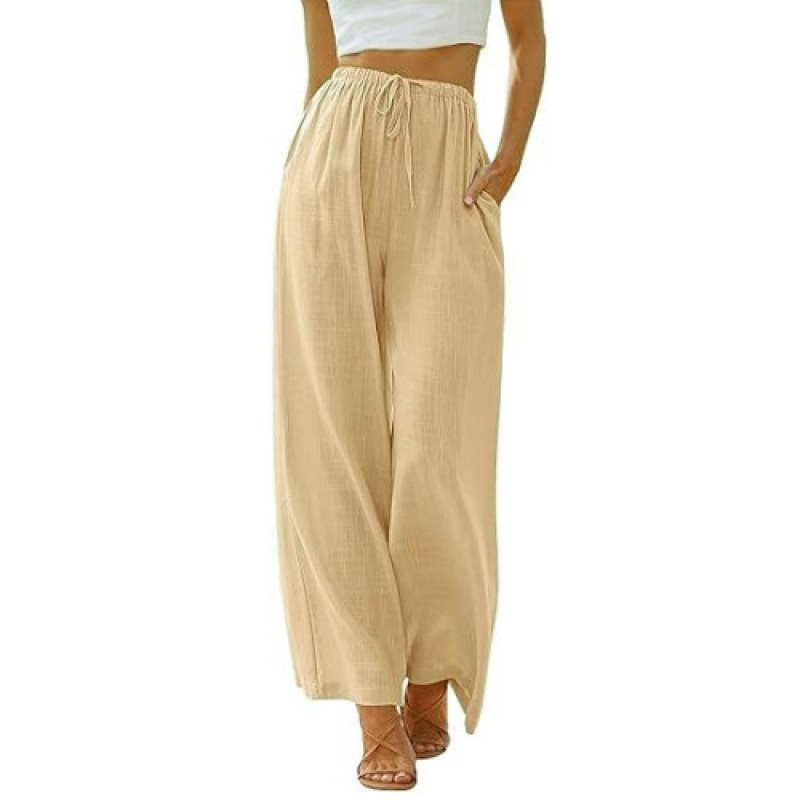Damen Weite Palazzo-Hose mit elastischem Bund und seitlichen Taschen Stalluxe