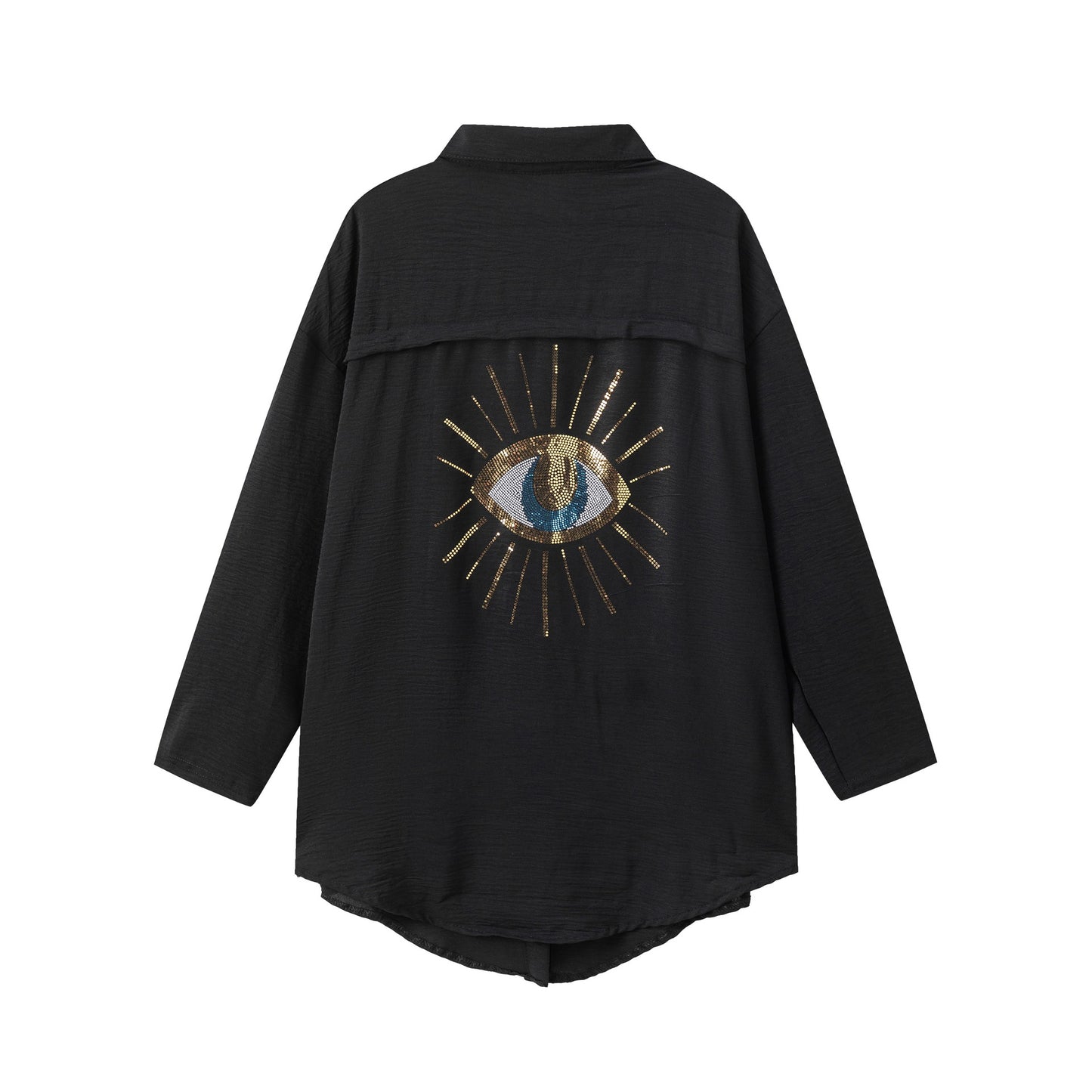 Damen Langarm-Hemdjacke mit auffälligem Augenprint Stalluxe