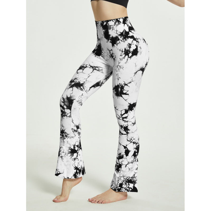 Damen Flared Yoga-Leggings mit einzigartigem Batikmuster Stalluxe