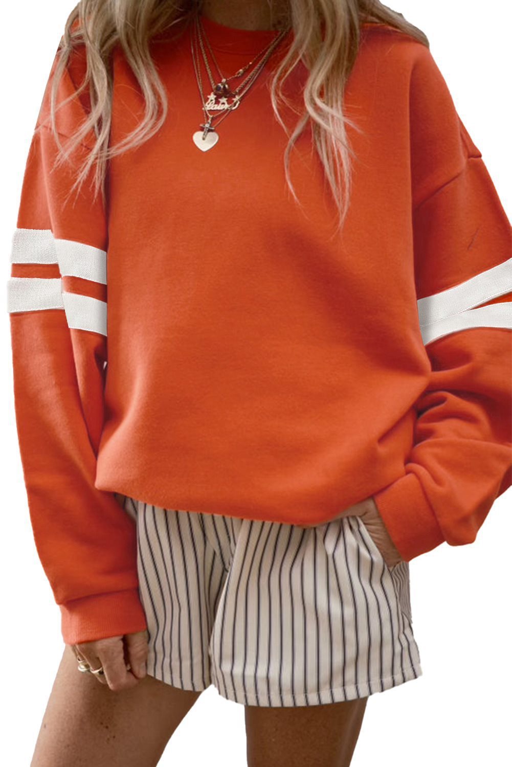 Damen Sportlicher Oversized Pullover mit Streifenakzenten und lässigem Schnitt Stalluxe