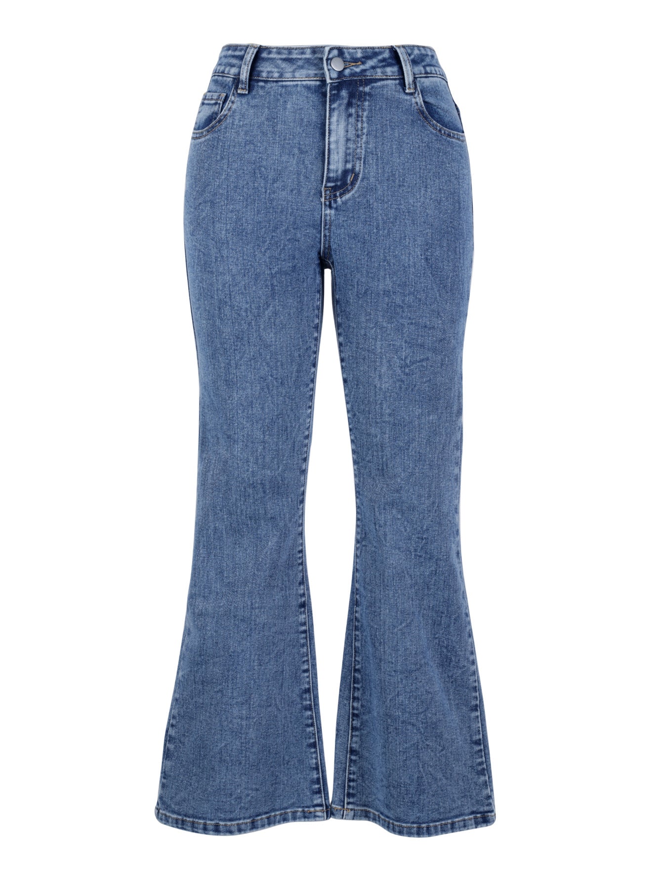 Damen Flared Jeans mit hohem Bund und seitlichen Schlitzen Stalluxe
