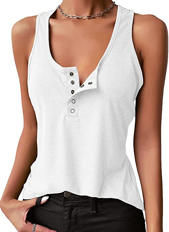 Damen Sportliches Trägershirt mit Knopfleiste Stalluxe