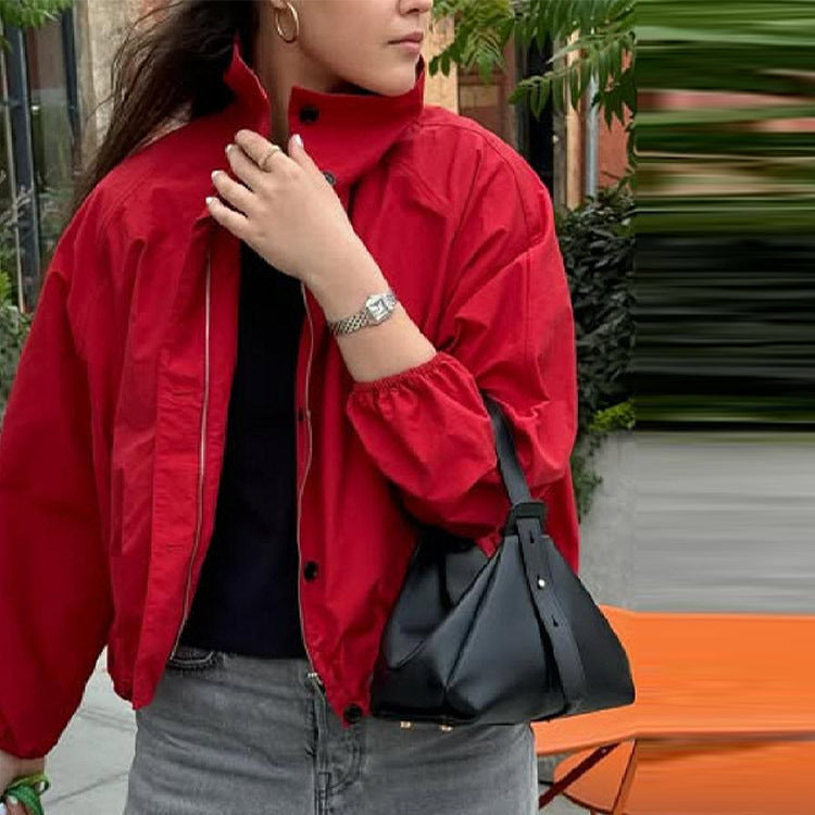 Damen lässige Oversized-Jacke mit hohem Kragen Stalluxe