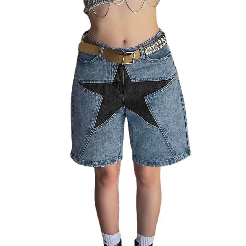 Damen Jeans-Shorts mit einzigartigem Sternmuster Stalluxe