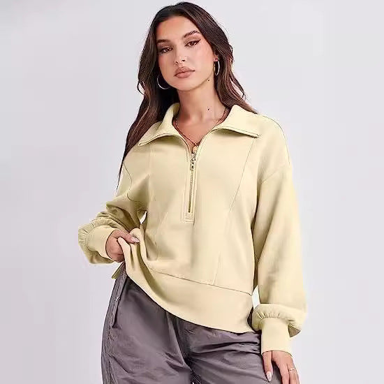 Damen lässiger Pullover mit Stehkragen und Reißverschluss Stalluxe