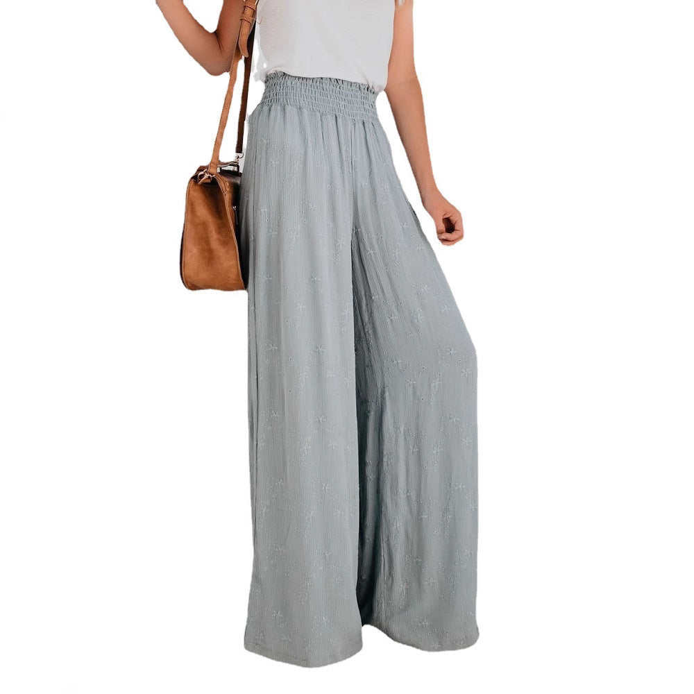 Women's Floral Print Wide-Leg Trousers Stalluxe