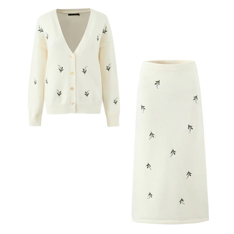Damen Eleganter Midirock mit floralem Stickdesign und elastischem Bund Stalluxe