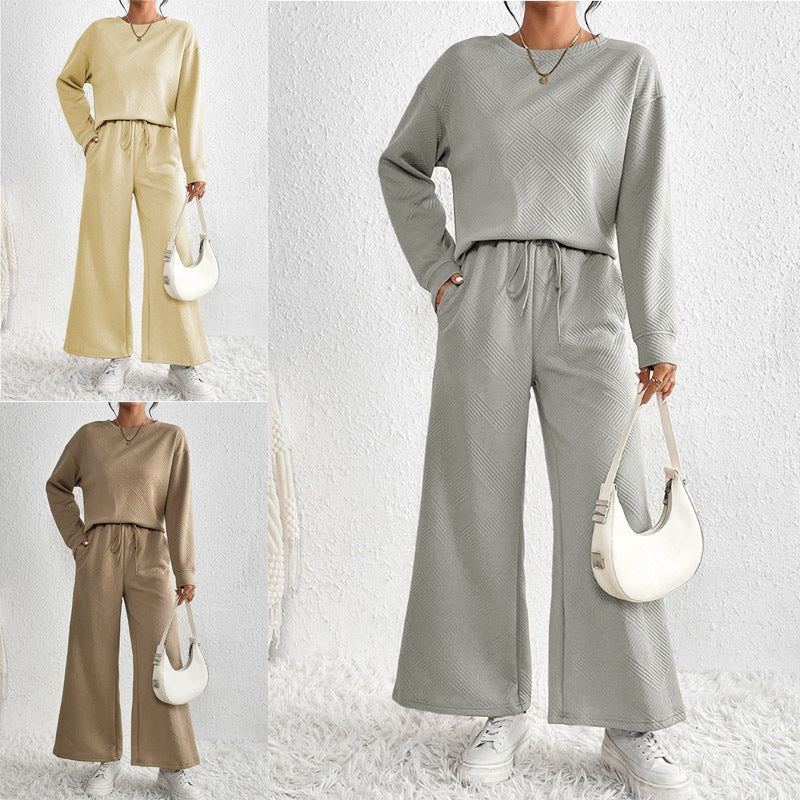 Damen Lässiges Lounge-Set mit weitem Schnitt und bindbarem Taillengürtel Stalluxe