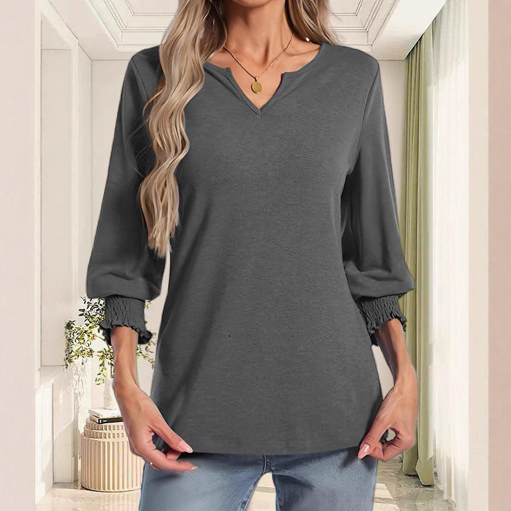 Damen lässiges Blusenshirt mit elastischen Ärmelbündchen Stalluxe