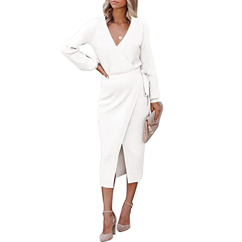Women's Elegant Wrap Midi Dress Stalluxe