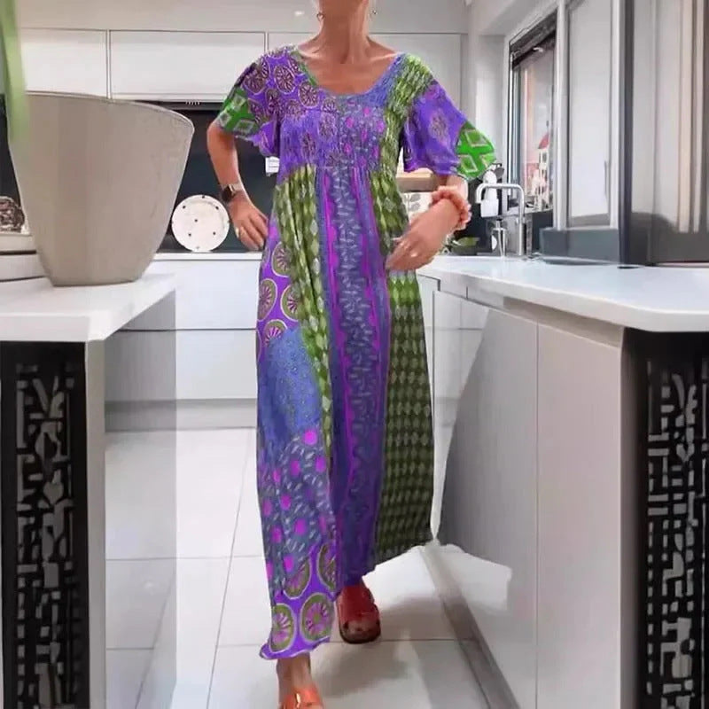 Damen Maxikleid mit buntem Mustermix und luftiger Passform Stalluxe