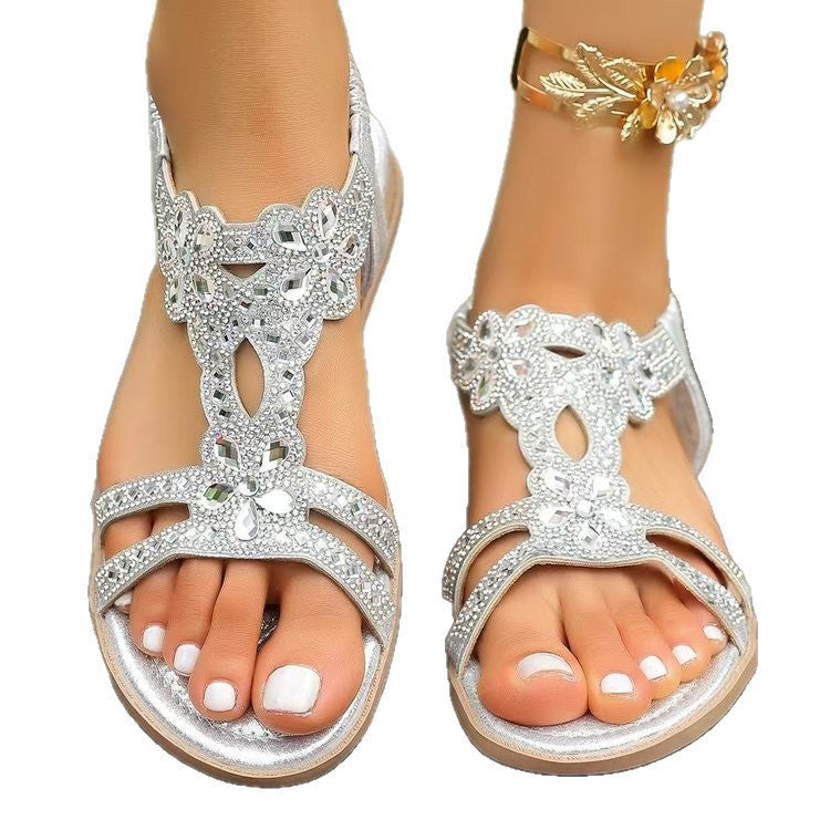 Damen Bunte Sandalen mit verzierten Riemen Stalluxe