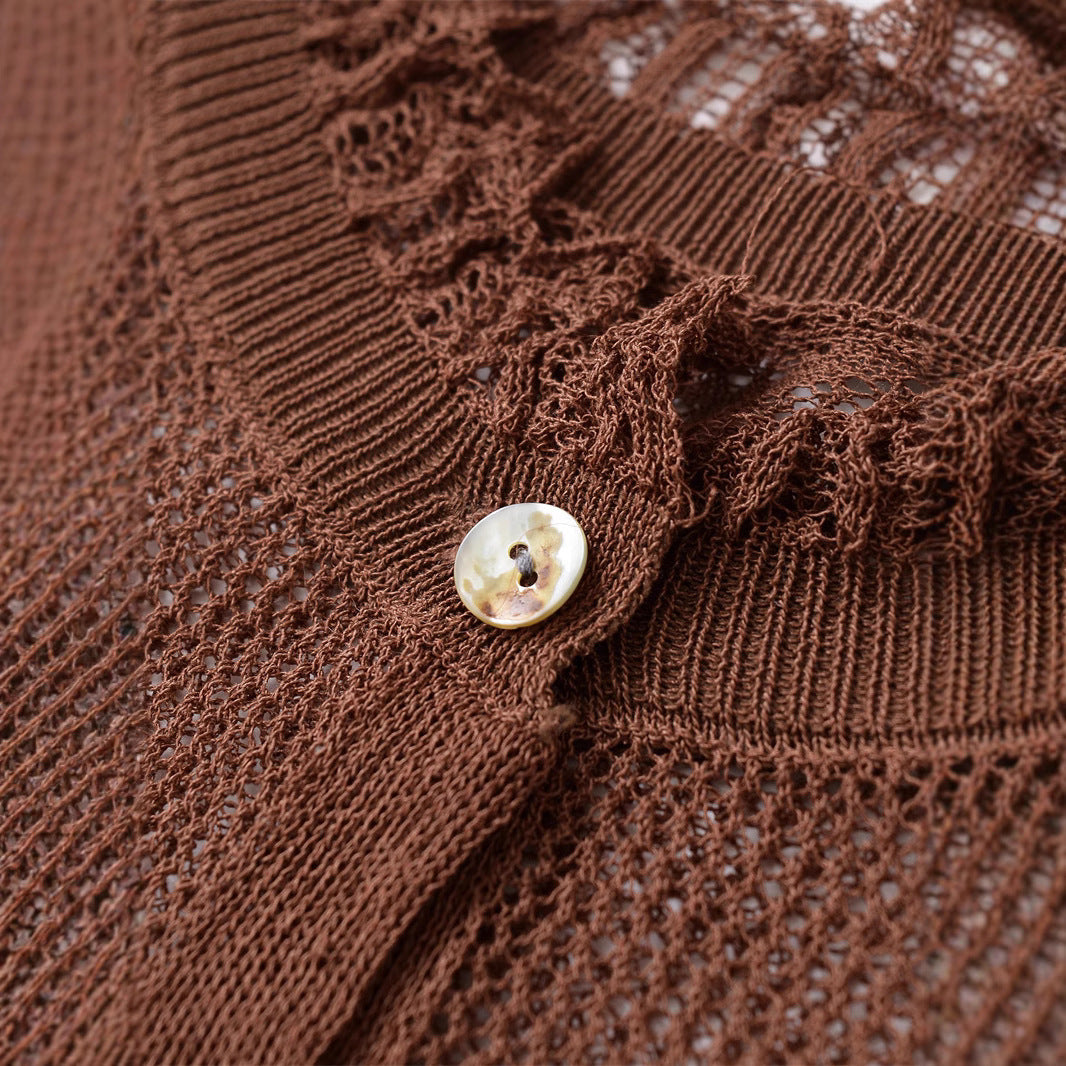 Damen luftige Strickjacke mit fließendem Schnitt und Rüschendetails Stalluxe