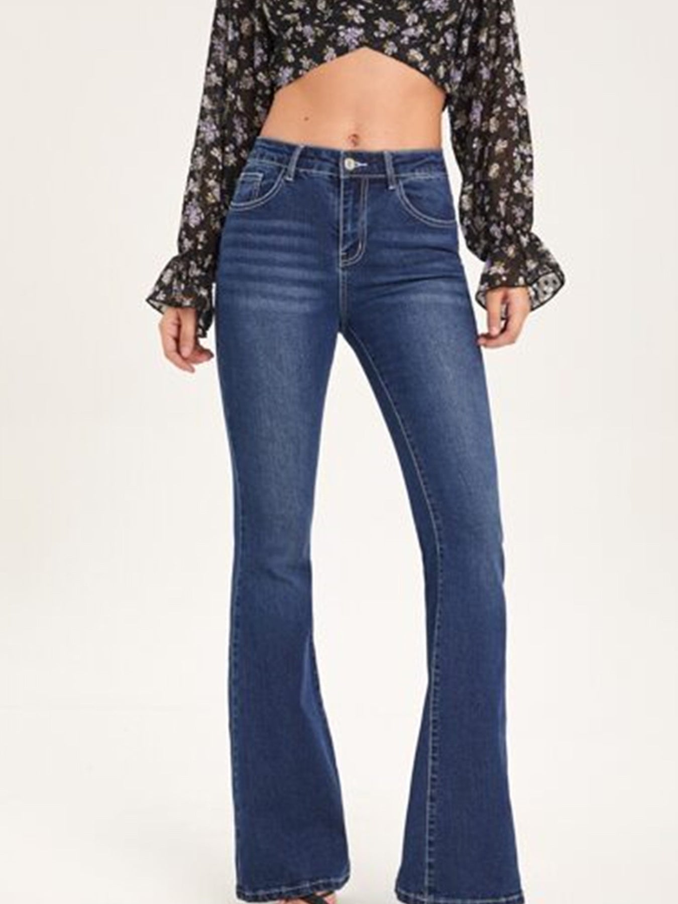 Damen Bootcut Jeans mit verschlissenen Details und hohem Bund Stalluxe