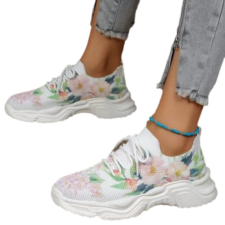 Damen modische Sneakers mit floralem Design und gepolsterter Sohle Stalluxe