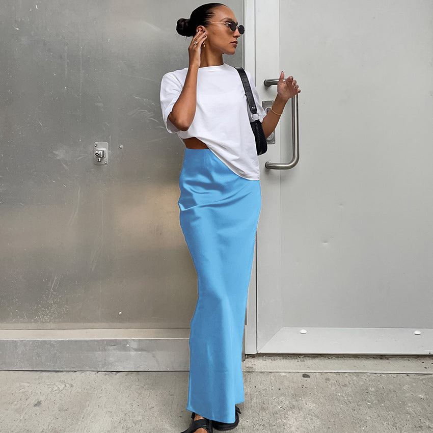 Damen Maxirock aus hochwertigem Satin mit elegantem Schnitt und fließendem Fall Stalluxe