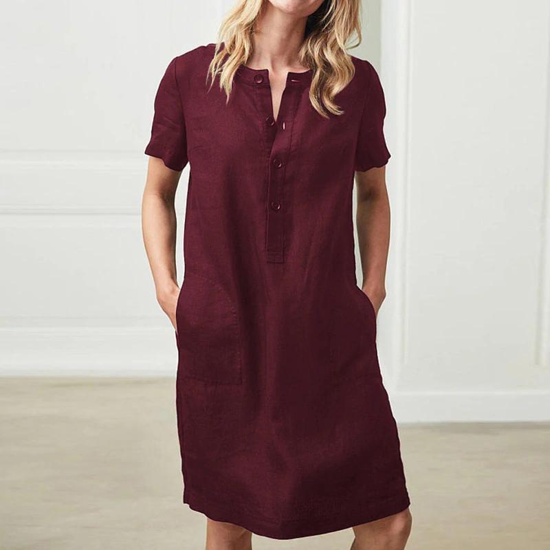Damen Hemdkleid mit praktischen Taschen und Knopfleiste Stalluxe