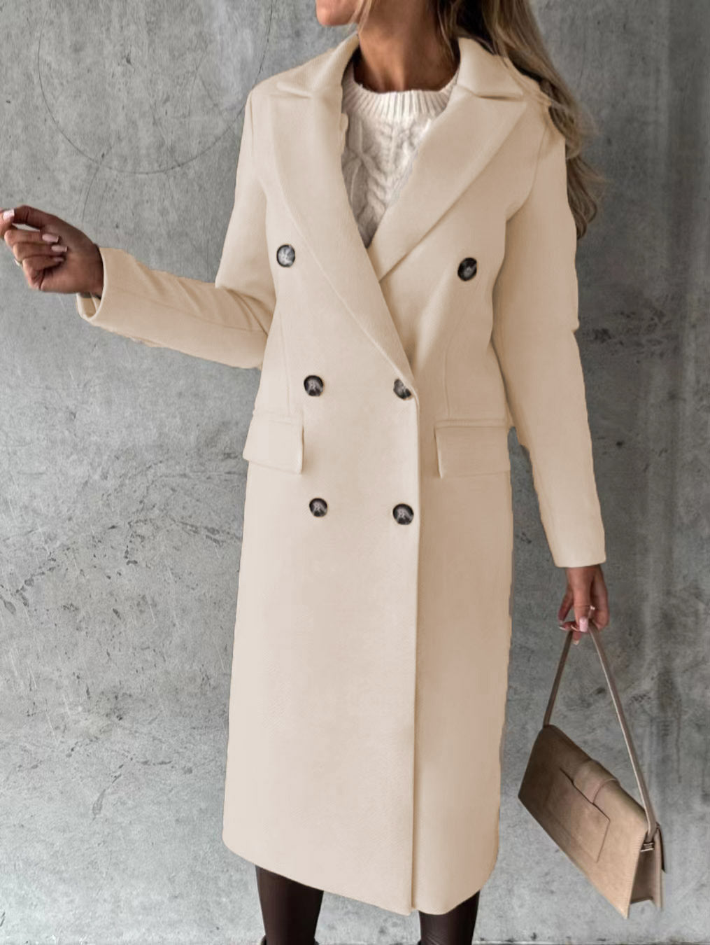Damen eleganter doppelter Knopf-Mantel mit tailliertem Schnitt Stalluxe