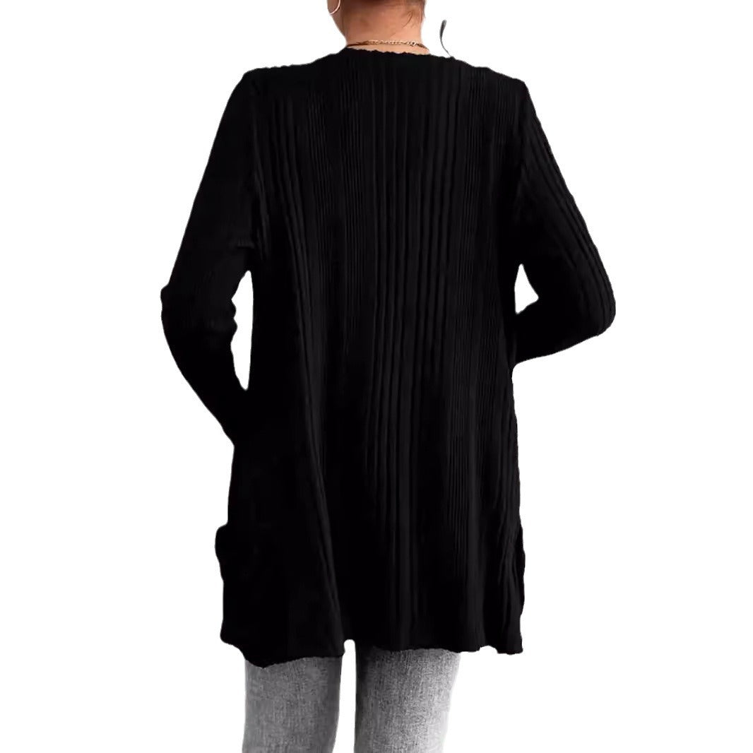 Damen Strickjacke mit raffinierten Rüschen und seitlichen Taschen Stalluxe