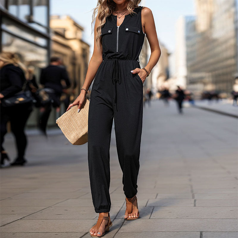 Damen Jumpsuit mit funktionalen Taschen und modischem Reißverschluss Stalluxe