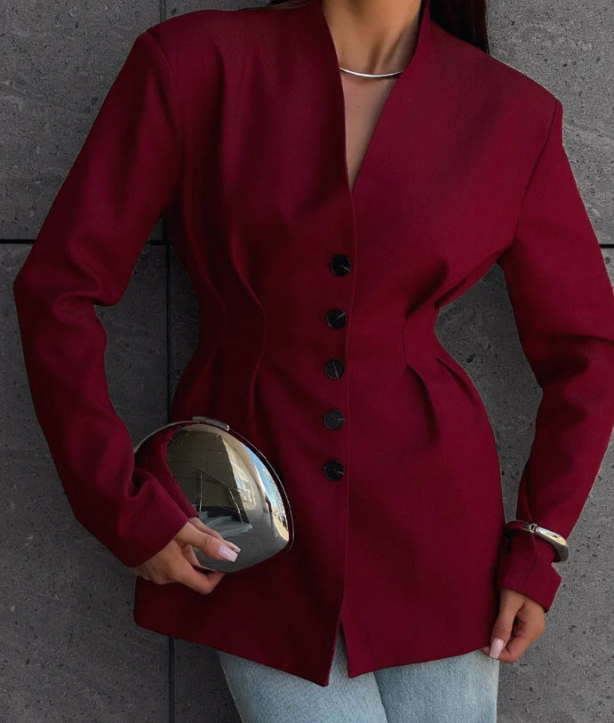 Damen Modischer Blazer mit tailliertem Schnitt und eleganten Knopfdetails Stalluxe