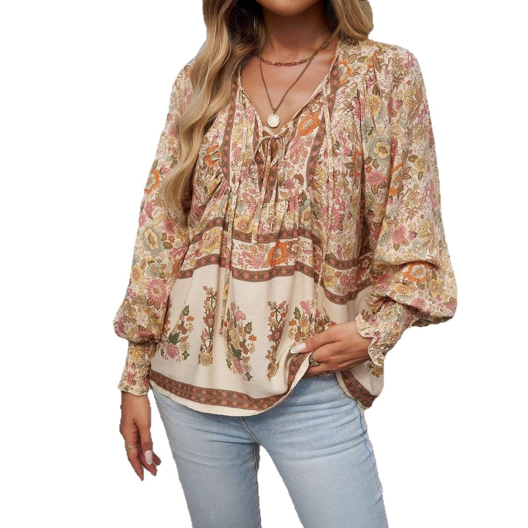 Damen luftige Bluse mit raffiniertem floralem Design und lockerem Schnitt Stalluxe