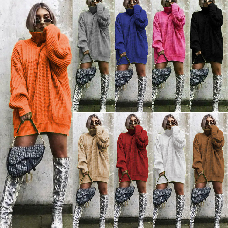 Damen Oversized Strickpullover mit hohem Kragen und Waffelmuster Stalluxe