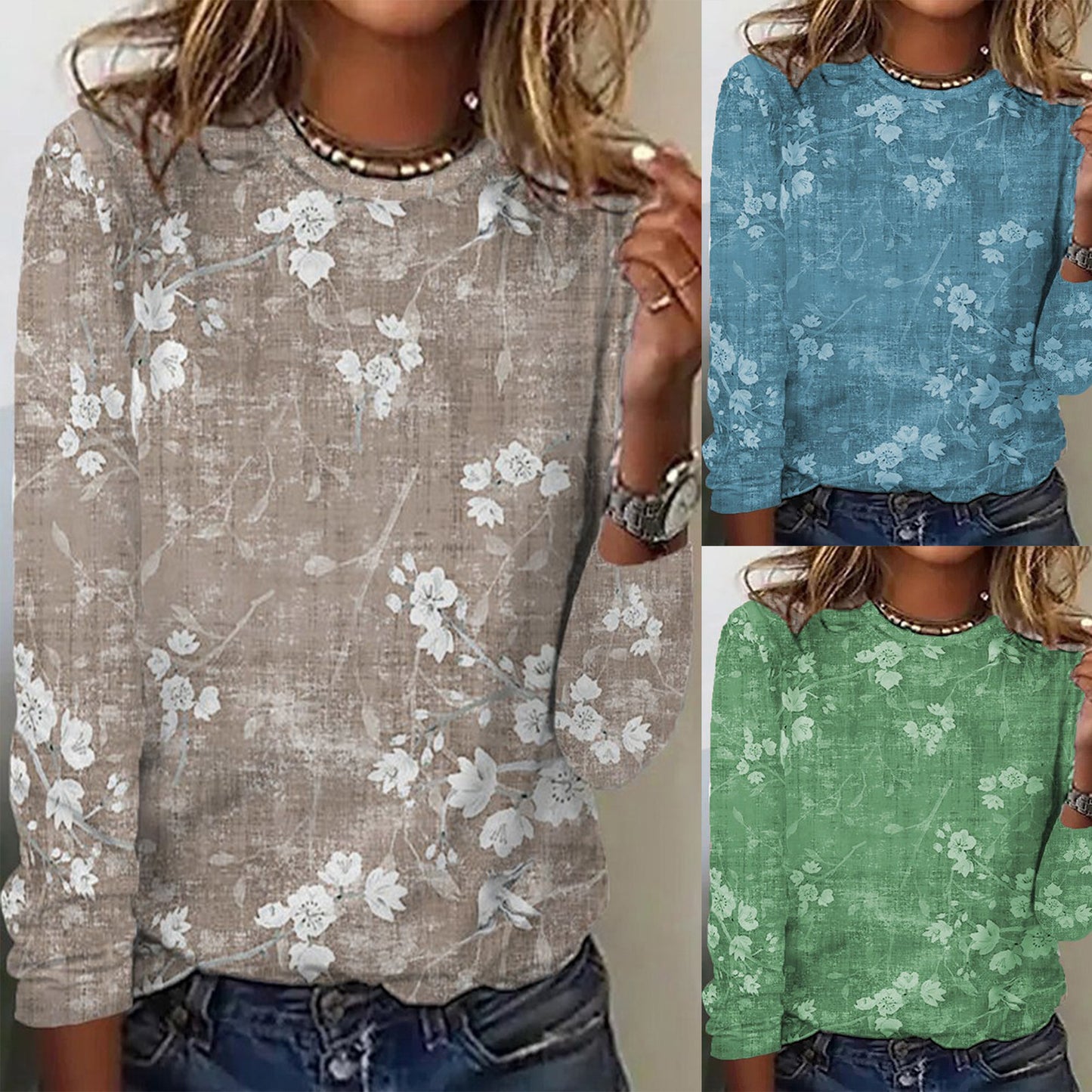 Damen Langarmshirt mit floralem Druck und weichem Stoff Stalluxe