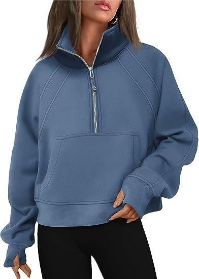 Damen Trendy Fleecepullover mit Stehkragen und Zipper Stalluxe